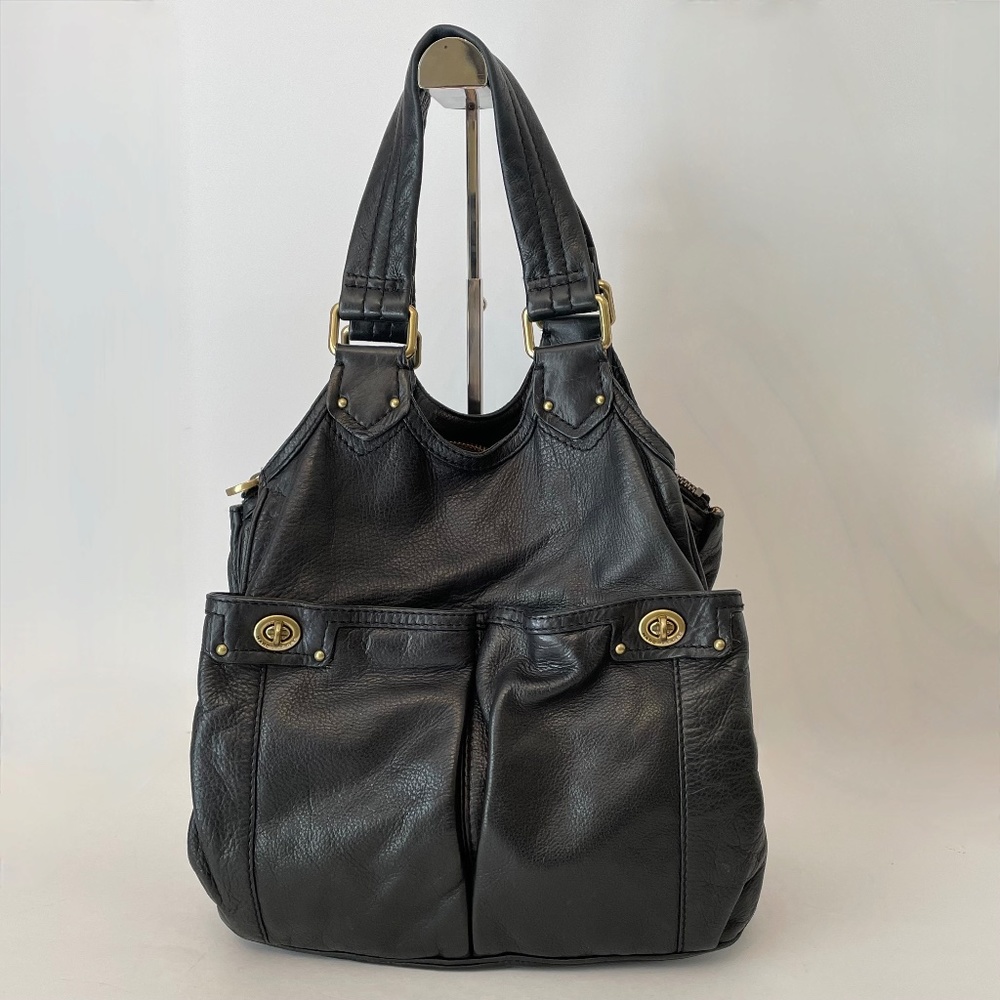 Marc Jacobs Black leather Turnlock Shoulder Hobo Bag